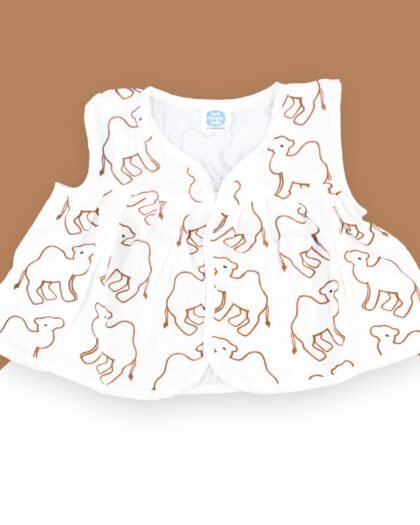 Muslin Flared Frock – Camel Print