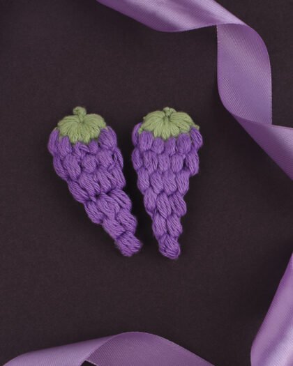 Grape Crochet Hair Clips – Handmade Purple Fruit Hair Accessories