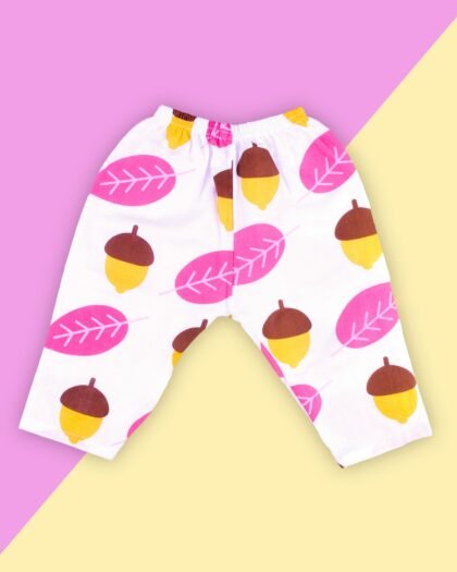 Apricot & Leaves Baby Pants – Soft Muslin Cotton Full Pants for Infants & Toddlers