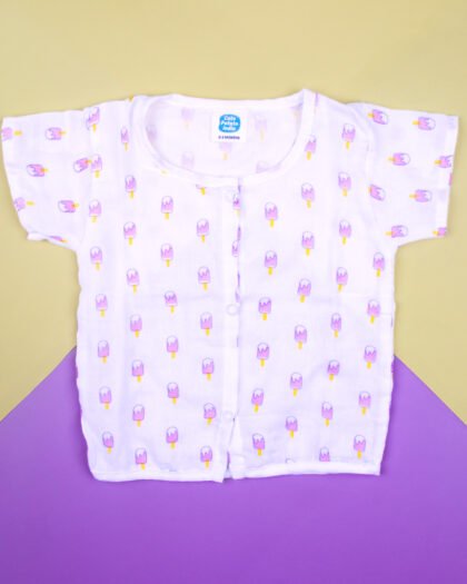 Cool Ice Cream Print Soft Front-Open Infant Vest