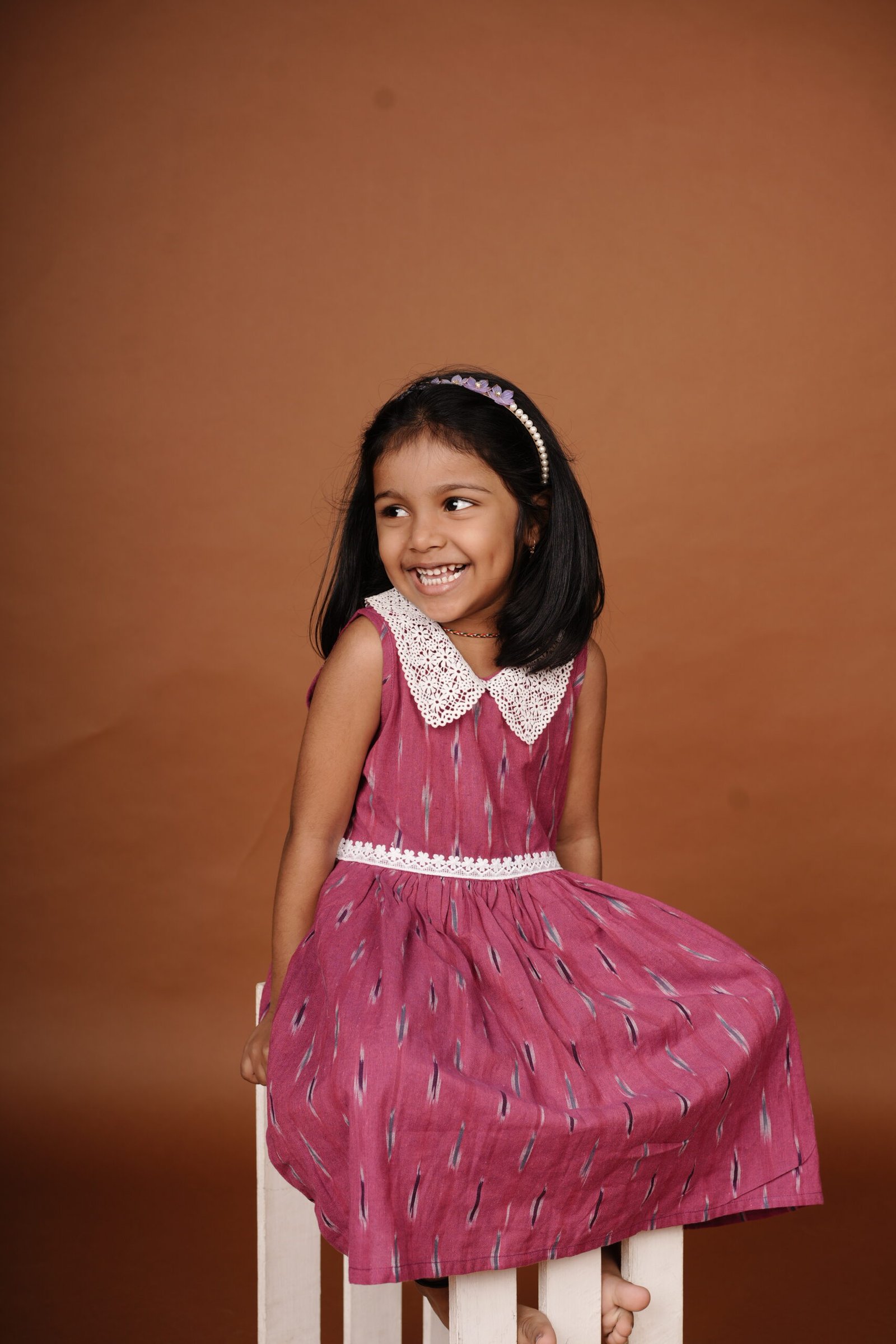 Ikkat-fabric-frock happy face